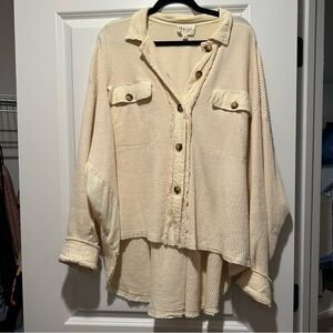 Cream Waffle Knit Top